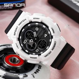 SANDA Hombres Ms Relojes deportivos Chica niño Moda Reloj cronógrafo digital Hombre LED Cronómetro Mujer Relojes de pulsera Orologio da uomo G1022