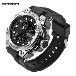Sanda Men's Watchs Black Sports Watch LED Digital 3ATM Waterproof Military Watches S THOCK MALY Clock Relogios Masculino 210329 213N