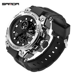 Sanda herenhorloges Black Sports Watch Led Digital 3AT Militaire Militaire Watches S Thock Male Clock Relogios Masculino 210329 230S