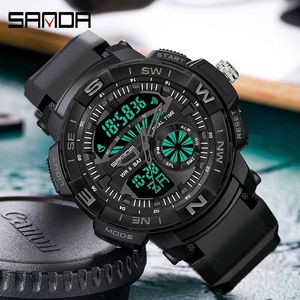 Sanda herenhorloges mode dual display led waterdicht leger mannelijke klok sport digitale polshorloge quartz horloge reloj hombre G1022