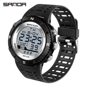 Relojes deportivos SANDA para hombre, relojes de pulsera militares a prueba de golpes a la moda, relojes para hombre, reloj Digital LED resistente al agua G1022