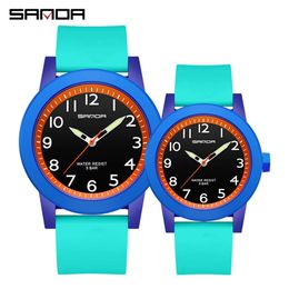 Sanda nouveau Couple à la mode loisirs de plein air Style polyvalent Simple montre électronique à Quartz numérique pour hommes et femmes