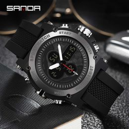 SANDA nouvelles montres pour hommes en plein air sport montre militaire pour homme montre-bracelet à Quartz électronique double affichage relogio masculino 3107 G1022