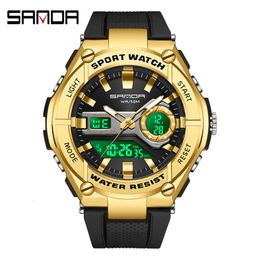 Sanda nouveau produit hommes 3123 à la mode et à la mode boucle en acier extérieur lumineux étanche montre électronique
