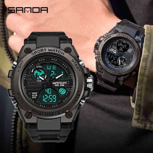 SANDA, relojes deportivos para exteriores para hombre, reloj LED Digital de cuarzo militar, reloj de pulsera resistente al agua para hombre, relojes de choque, reloj masculino X0524
