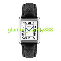 Sanda Rectangular Wallwatch for Women Silver Case Ladies Watches Luxury Brand Leather Band Quartz Business For Men1108