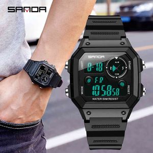 Sanda Sport Horloge Mannen Luxe 50m Waterdicht Military Shock Display Klok Mannelijke Horloges 2020 Moderne Digitale Reloj Hombre Fashion X0524
