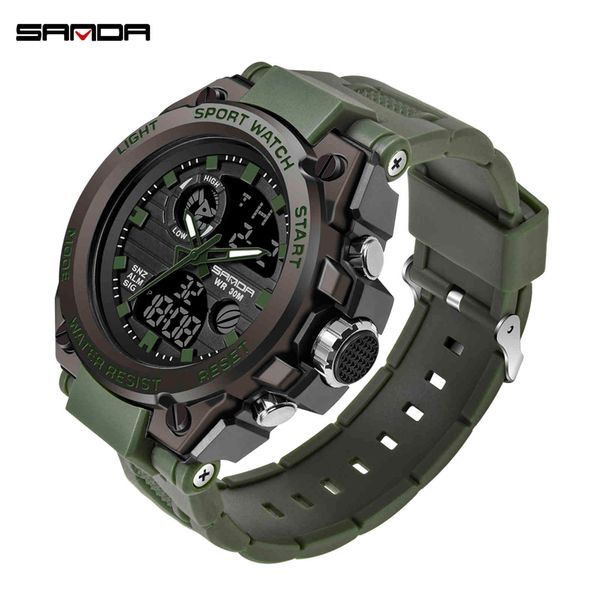 SANDA Sports hommes de luxe militaire Quartz montres électroniques antichoc étanche montre-bracelet numérique Relogio Masculino