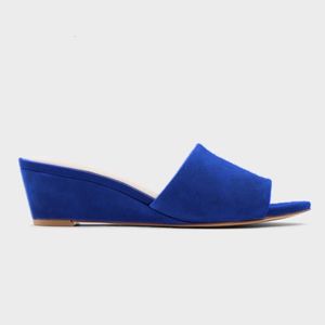 Sandale Élégant D'été Pantoufles 3 cm Velours Mules Wedge Bout Ouvert Talons Hauts Robe Décontractée Femme Chaussures Plus La Taille 230711