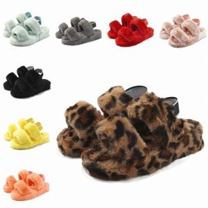 sandaal dames pluche vrouw schoenen harige slippers glijden Warm indoor oranje winter zacht rode maat eu 3 36-44 S7H3#