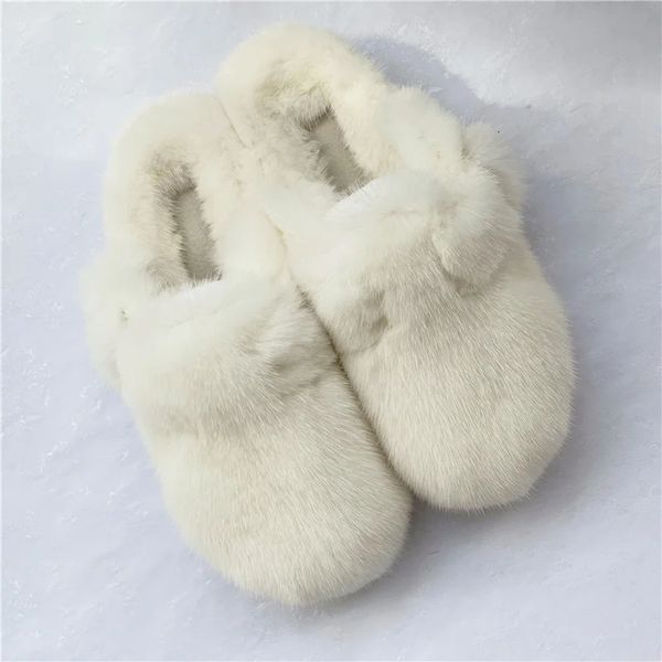 Baotou – pantoufles d'hiver en fourrure haut de gamme, pantoufles de luxe en vison, confortables et chaudes, pantoufles d'intérieur pour les paresseux, 231212