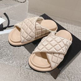 pantoufles de sandales chaussures de canal de sandale de créateur sandales de femmes de luxe célèbres pantoufles de plate-forme de diamant pantoufles de pain à carreaux noir blanc beige vert orange