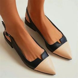 Sandalia verano 2023 Casual College hebilla de colores mezclados moda vacía puntiaguda simplicidad elegante zapatos de mujer con tacones bajos 231019