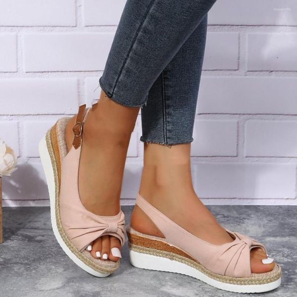 Sandalias 1 par Mujer Ocio Lado de moda Hollow Front Bowknot Party Wear Playa al aire libre