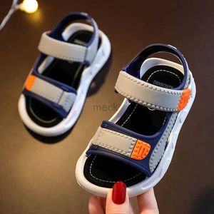 Sandalen 2021 Childrens Summer Boys Leather Sandalen Babyschoenen Kinderen Flat Child Beach Shoes Sports Soft Non-Slip Casual Toddler Sandals 240419