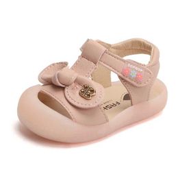 Sandales 2021 nouvel été bébé fille chaussures mignon Bow fille enfant en bas âge princesse sandales bout fermé doux en cuir Pu bébé chaussures J240228