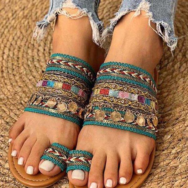 Sandales 2021 sandales femmes à la main Style grec chaussures femme tongs bohème femme sandales tongs pantoufles mode femmes chaussures Z0306