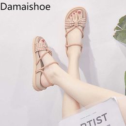 Sandalen 2021 Zomer Nieuwe Twoway Wear Internet Hot Sandals Fairy Style Student Flat AllMatch Korean Rome Beach Ins Fashion Women Shoes Z0325