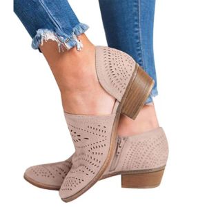 Sandalen 2022 Fashion Women Boots Spring Summer Block Low Heel Ladies Booties Pu Leather Hollow Out Enkle Platform schoenen