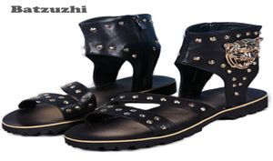 Sandales 2022 faites à la main Cool hommes en cuir véritable sandales chaussures avec charme et cheville Rock Sandalias Hombre US12 EU463272160