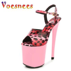 Sandalen 2022 Luipaard Women schoenen Pole Dance Sandals Stripper Sexy Combat Fetish High Heels Summer Platform Schoenen Party Club 20 cm schoenen T221209