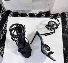Sandales 2022 nouveau RC cristal pendentif serpent enroulement sandales à talons hauts strass cheville chaussures fée