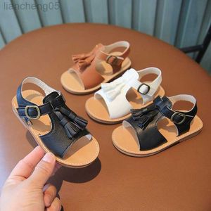 Sandalen 2022 Zomer Kinder Sandalen UniSsex Baby Girls Tassels Soft Bottom Shoes Boys Fashion Non-Slip Casual Soft-Sole Sandals Black W0327