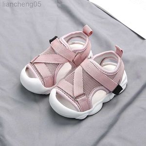 Sandalen 2022 Zomer nieuwe kinderen Sandalen Baby Solid Soft Bottom Barefoot Sandals Boys Girls Anti-Kick Foot Protection Shoes W0327