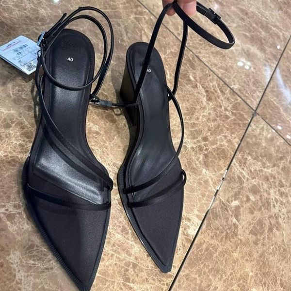 Sandales 2023 gros bout pointu femmes talons hauts chaussures marque de créateur fête d'été Sexy pompes robe pantoufles Zapatos