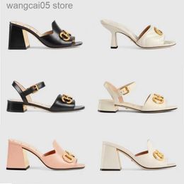 Sandals 2023 Designer Gougccie sandal tongs flops cuir talons hauts femmes glisse plate-forme épais talon élégant robe de demoiselle d'honneur t230706