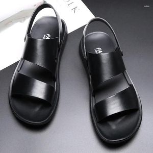 Sandalen 2023 Heren Zomer Mode Uitgehold Echt Leer Casual Schoenen Comfortabel Koel Strand