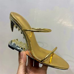 Sandalias 2023 Tacones extraños Metal Mujeres Slip on Design Ladies Zapatos de tacón alto 11 estilos Moda Zapatos Para Damas En Oferta 231216