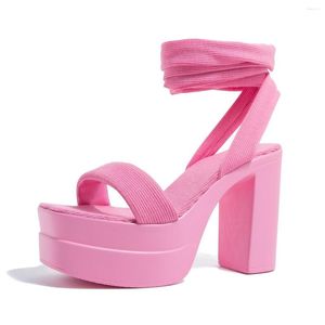 Sandalen 2023 Zomer 11,5 cm hoog hakplatform roze open teen damesschoenen
