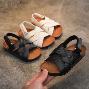 Sandales 2023 Été enfants pu en cuir sandales bébé filles chaussures décontractées enfants sandales de plage marque garçons chaussures noires fashion sport sandals t240415