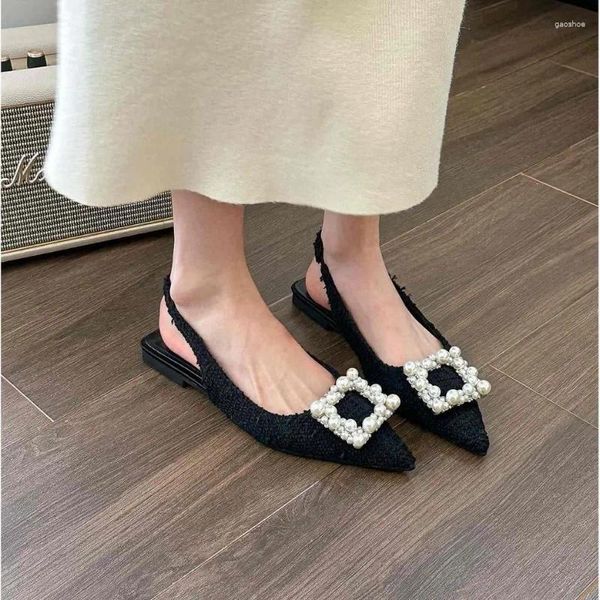 Sandales 2023 Summer White Righestone Femmes Fashon Fashon Talon Low Ladies Elegant Slingback Shoe Outdoor Crystal Robe Pumps