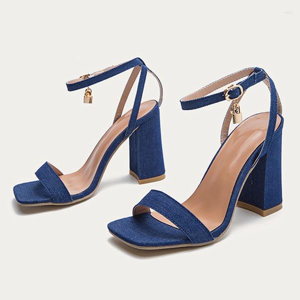 Sandales 2023 été femme talons hauts classique bloc plate-forme Jean grosses pompes dame bout ouvert femme chaussures de fête J97