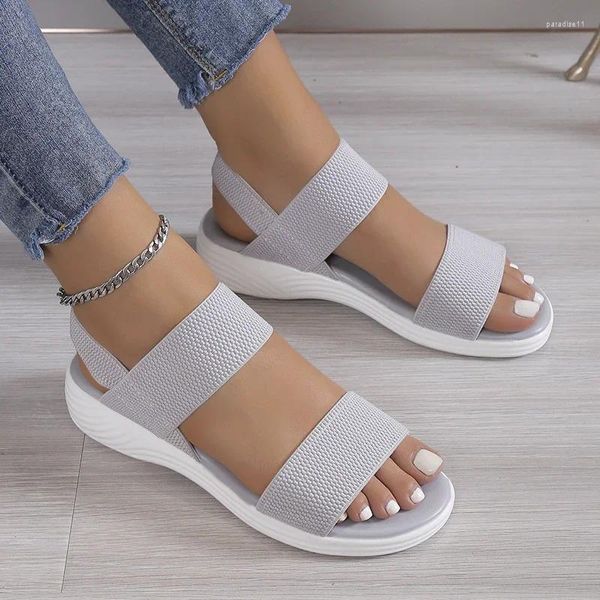 Sandalias 2023 verano mujer moda gladiador damas sólido peep toe zapatos al aire libre casual cómodo femenino tamaño grande