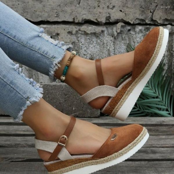 Sandalias 2023 para mujer, tacones altos, cuñas, plataforma, zapatos de verano, zapatillas gruesas de diseñador, zapatillas deportivas informales de moda, chanclas