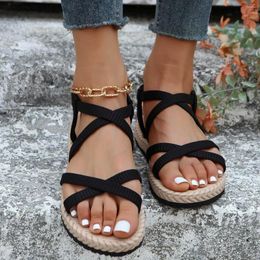 Sandalen 2023 Vrouwen Plus Size 43 Gladiator Voor Strand Platte Zomer Schoenen Vrouw Zip Drop Chaussures Femme