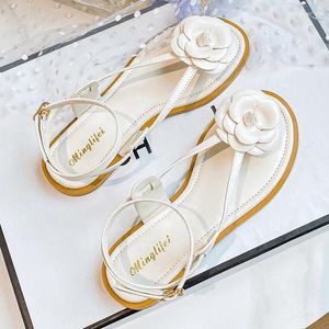 Sandalen 2024 Camellia Platte Vrouwen Smalle Band Jandal Sandales Bloem Decoratie Thong Gladiator Sandalias Mujer Grote Maat 41-43