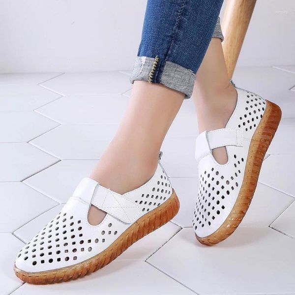 Sandalias 2024 zapatos para niñas mujer zapatillas de cuña de verano para mujer calzado de cuero para mujer zapatillas de deporte mocasines casuales Sandalias planas blancas