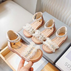 Sandales 2024 Nouvelles filles pour enfants princesse Roman Chaussures dentelle décontractée édition coréenne H240510