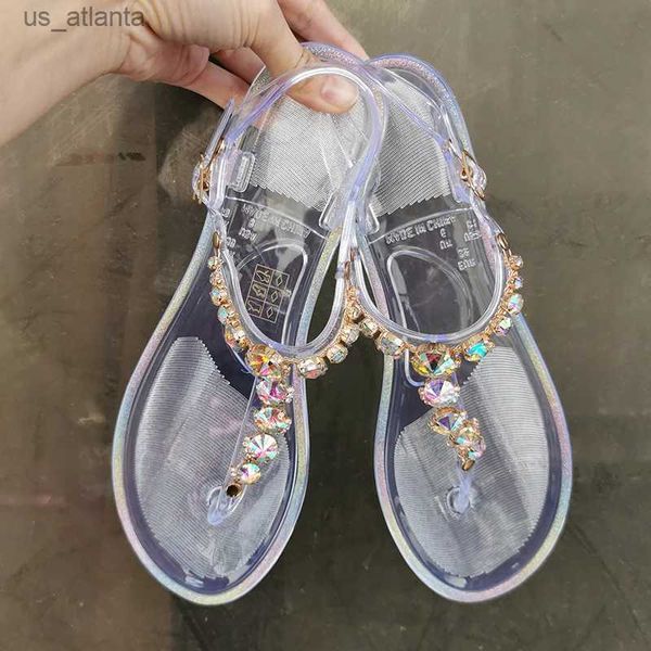 Sandalias 2024 Nuevas PVC Beach Women Sandal Sandal Woman Womly Wailly Diamond Transparent Fat Outdoor Ladies Gran tamaño 42 H240416 84D4