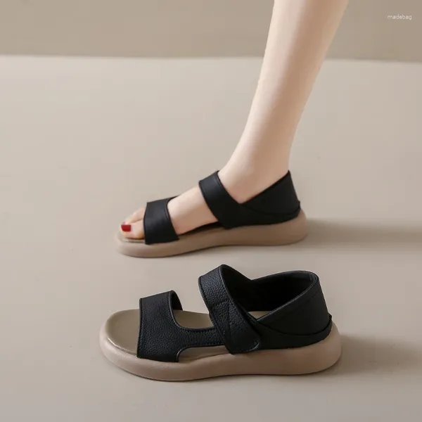 Sandalias 2024 zapatos para mujeres cubierta tacón plataforma de mujer plana con damas de verano esponja deporte inferior