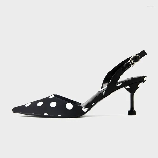 Sandales pointues pour femmes, édition coréenne, talons fins, talons hauts, à pois, à la mode, chaussures simples, printemps 2024