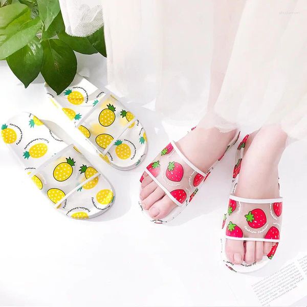 Sandalias 2024 verano señoras zapatillas zapatos mujeres lindo fruta playa moda plana claro