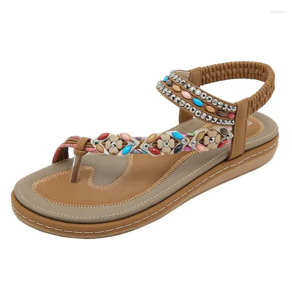 Sandales 2024 Summer Femmes 2cm plate-forme 2,5 cm cales basse talons dame plage coloré sandles bohème de loisirs de loisirs chaussures chaussures