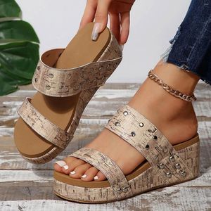 Sandalen 2024 Zomer Dames Wedge Heel Slope slippers Mode Gedrukt Dikke Sole Zapatos Mujer Tenquencia