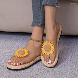 Sandalen 2024 Dames Summer Fashion Round Toe Anti-Slip Flat Daily Casual Comfortable Office grote mantel slippers
