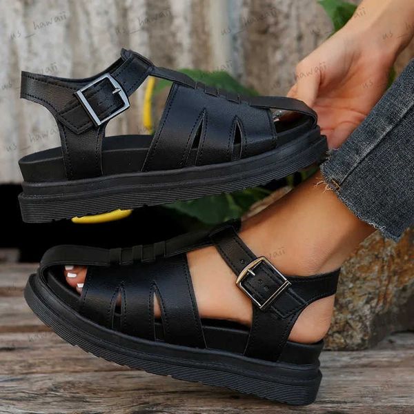 Sandales 2024 Sandales pour femmes bout fermé 2024 été nouvelles femmes sandales romaines loisirs à semelles épaisses mode tissé femmes chaussures sandales T240302